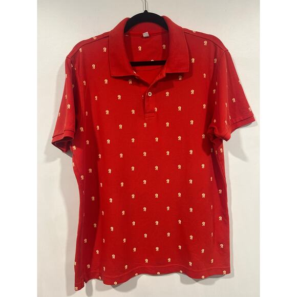 Men’s Uniqlo Cotton Orange Red Polo Large - Picture 2 of 6